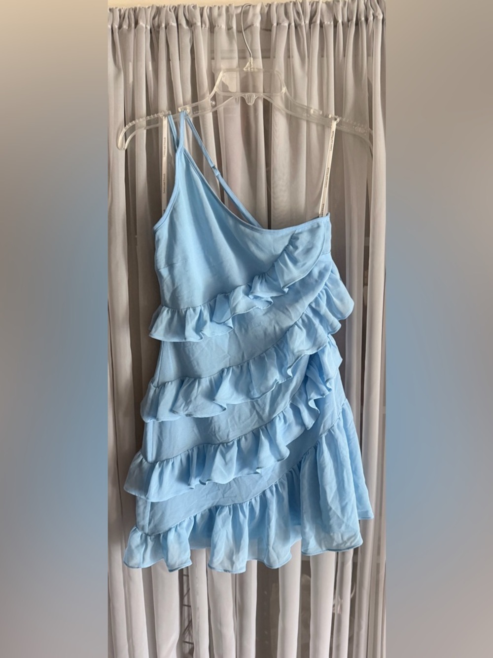 Lovers + Friends Revolve Dawn Light Blue One-Shoulder Ruffle Mini Dress XS - Picture 3 of 8